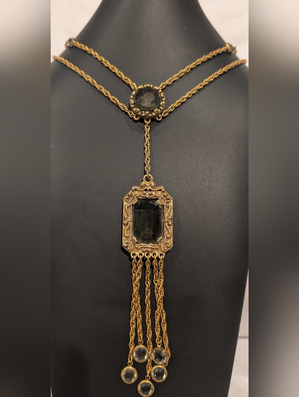 Gold Double-Strand Medallion Pendant Necklace - Women's Jewelry - Picture 4 of 8
